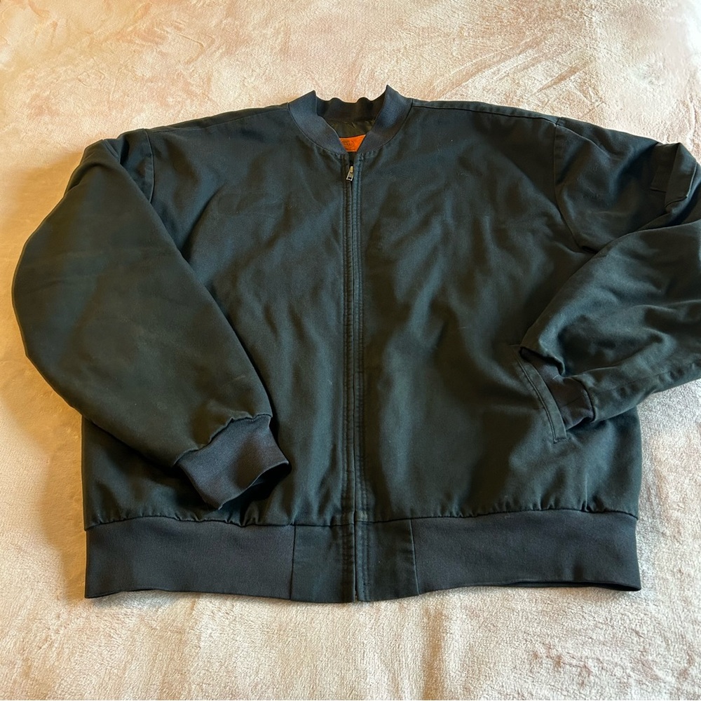 Red Kap mechanics black quilted zip up work jacket size XL